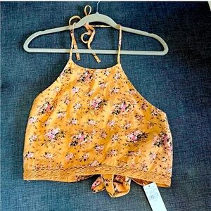 American Eagle Floral Tie Back Crop Top